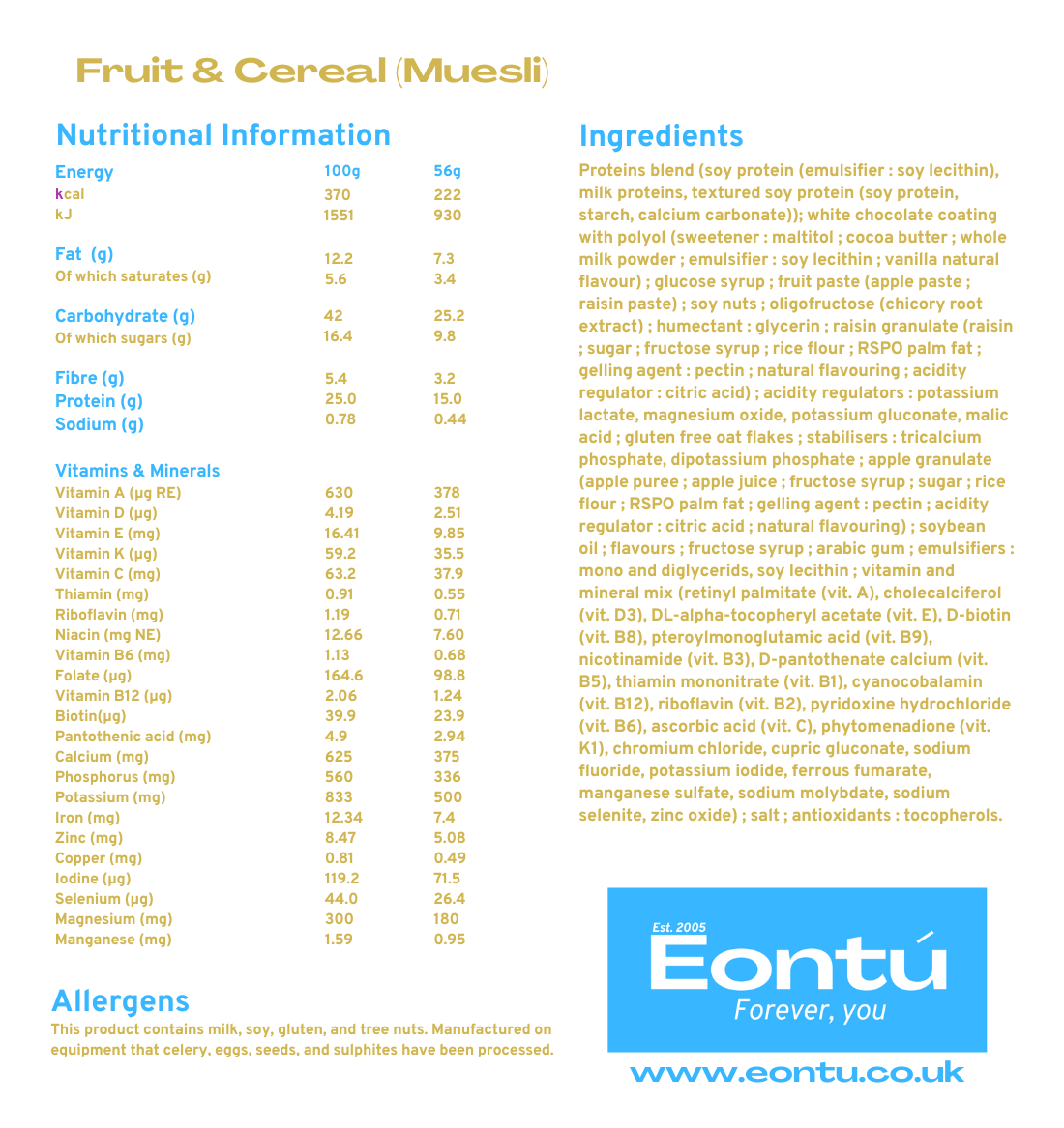 Fruit & Cereal (222kcal - 60g)